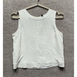 Eileen Fisher 100% Silk Sleeveless Top Button Back Tank XS Beige Oversized Shirt